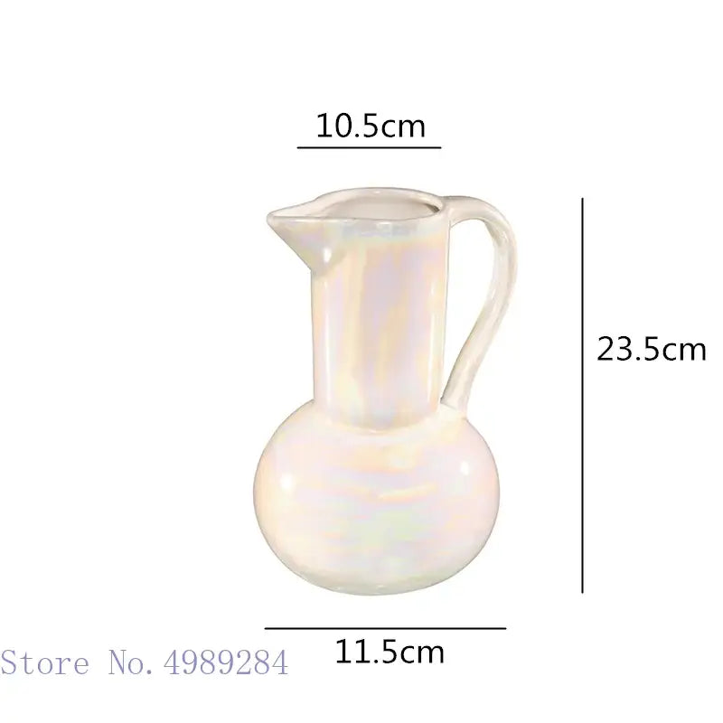 Abstract irregular white ceramic shell vase with iridescent finish and rounded body for decorbites ceramic shell decorbites ceramic