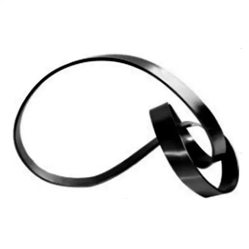 Black rubber belt with smooth glossy finish and reinforced edges complementing abstract knot golden decorbites abstract knot sculpture