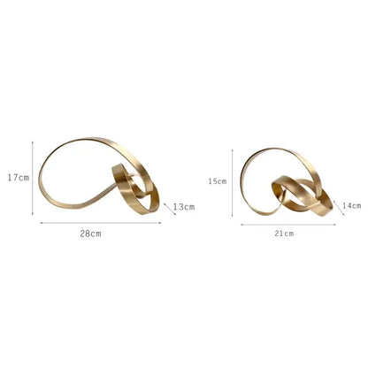 Gold-toned metallic abstract knot sculpture with intertwined ribbon-like bands for living room decorbites abstract knot decor