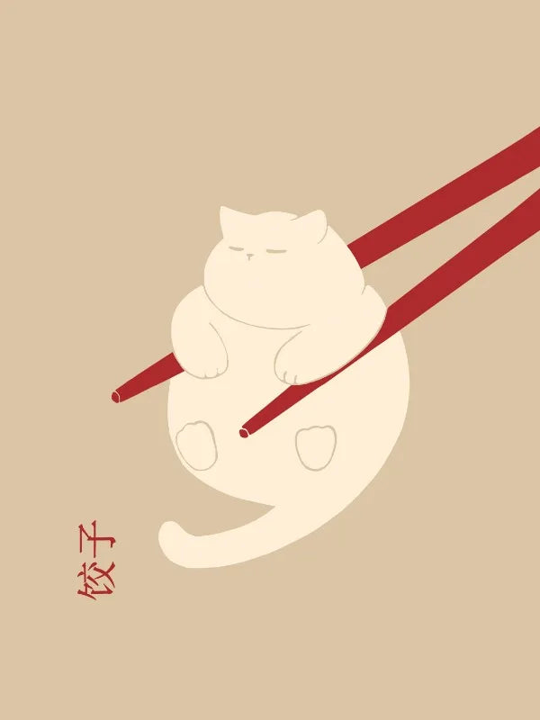 Abstract Lazy Cat Canvas Wall Art - 10 / 30x42cm Unframed