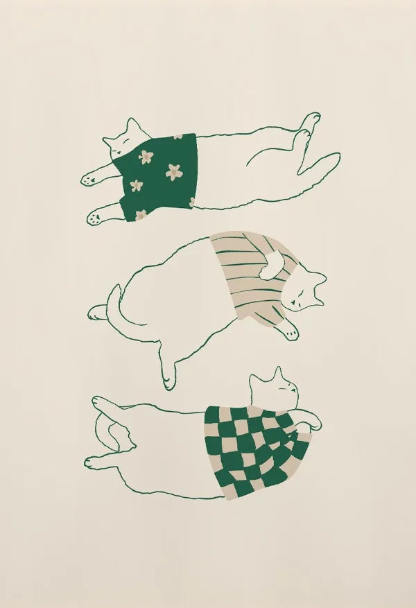 Abstract Lazy Cat Canvas Wall Art - 2 / 30x42cm Unframed