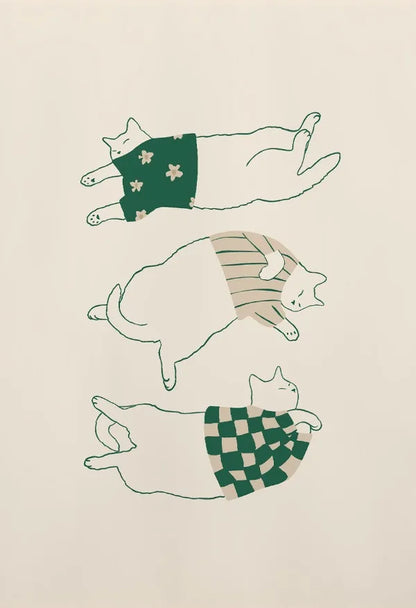 Abstract Lazy Cat Canvas Wall Art - 2 / 30x42cm Unframed