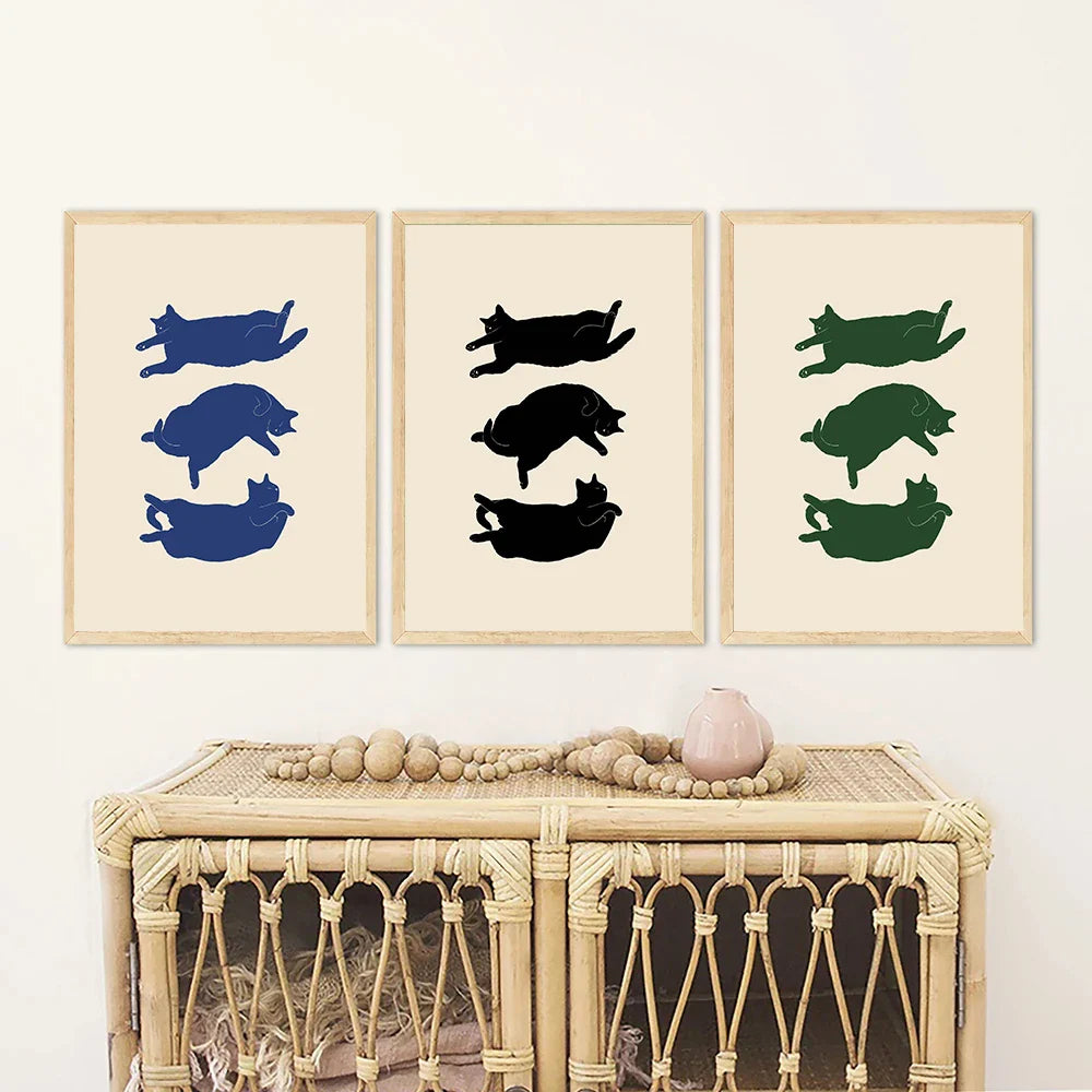 Abstract Lazy Cat Canvas Wall Art
