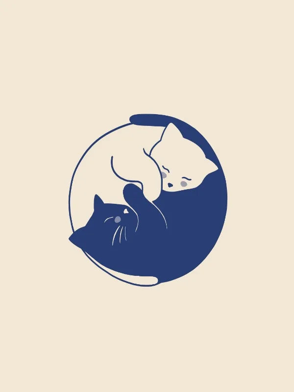 Abstract Lazy Cat Canvas Wall Art - 6 / 30x42cm Unframed