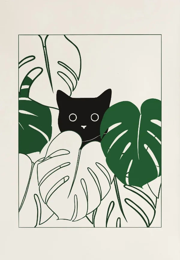 Abstract Lazy Cat Canvas Wall Art - 8 / 30x42cm Unframed