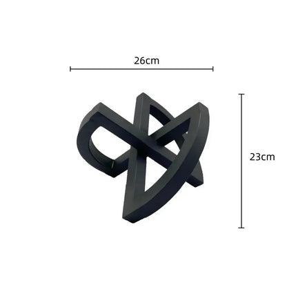 Black matte-finished 3d infinity knot sculpture 26cm wide abstract home decoration black ornament abstract