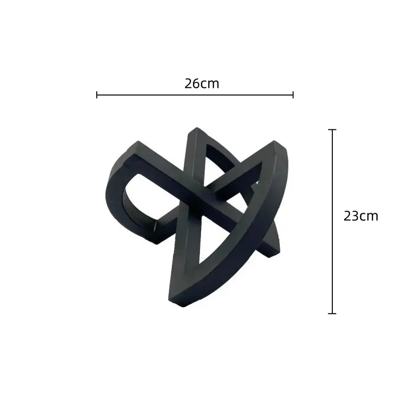 Black matte-finished 3d infinity knot sculpture 26cm wide abstract home decoration black ornament abstract