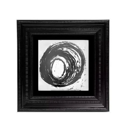 Black ornate picture frame with monochrome concentric brushstrokes abstract modern wall art for decorbites decor