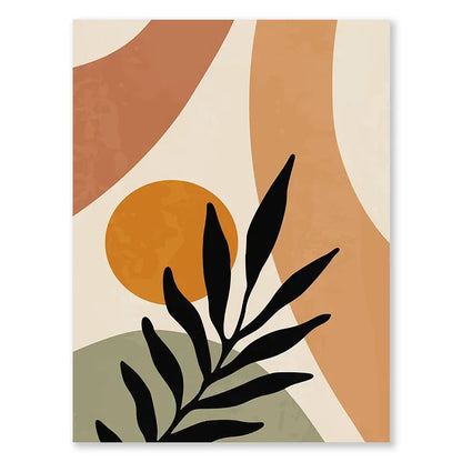 Abstract Nordic Leaf Canvas Wall Art - 01 / 30x40cm No Frame - Posters