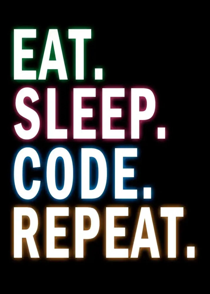 Neon-lit abstract programmer gamer canvas wall art with eat text in vibrant colors by decorbites™