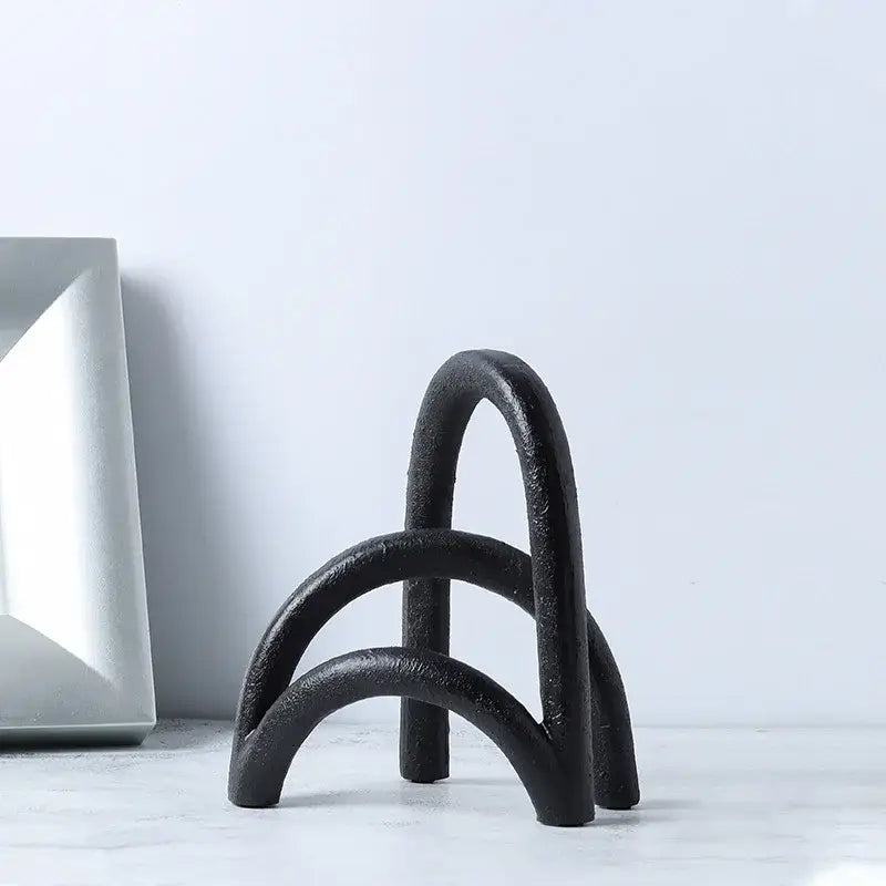 Black cast iron bookend with modern arched design for living room decorbites abstract resin geometry arch collection