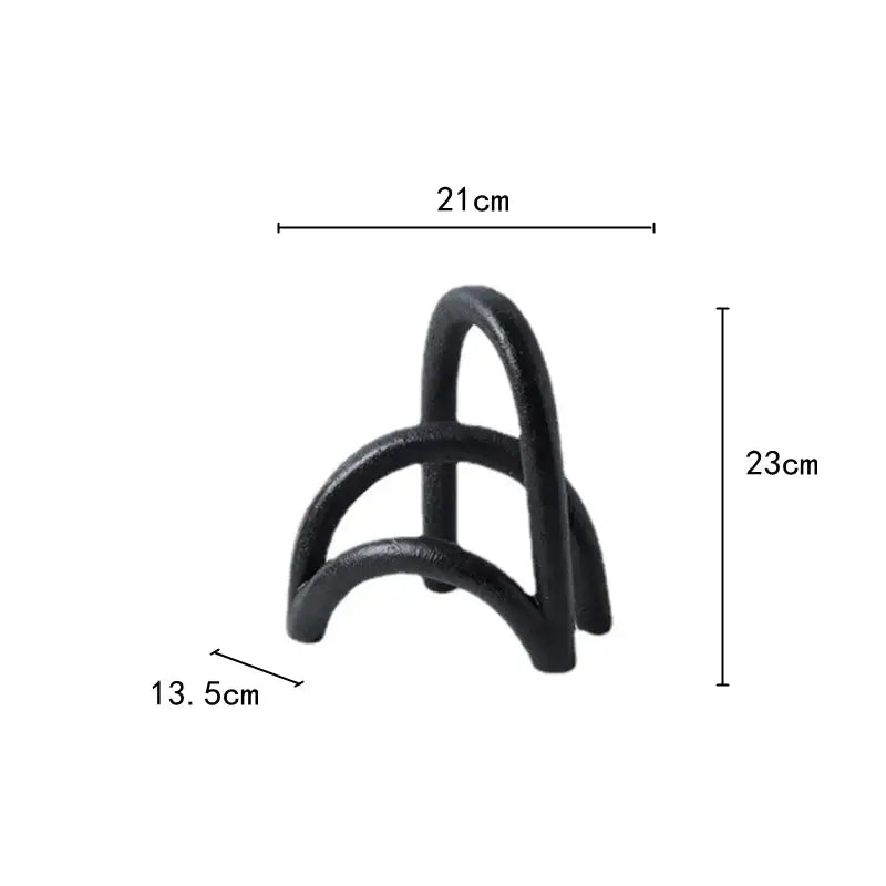 Black wrought iron plant stand with curved interlocking arches for decorbites abstract resin geometry arch use