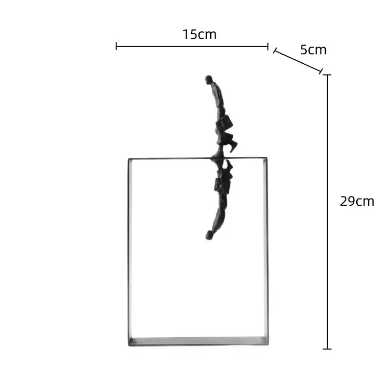 Black metal figurine balancing on edge of transparent glass block resin sculpture decorbites abstract resin sculpture decor