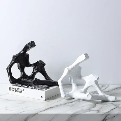 Black and white abstract skeleton decor figure bookends with textured cast-metal finish for living room decorbites abstract skeleton