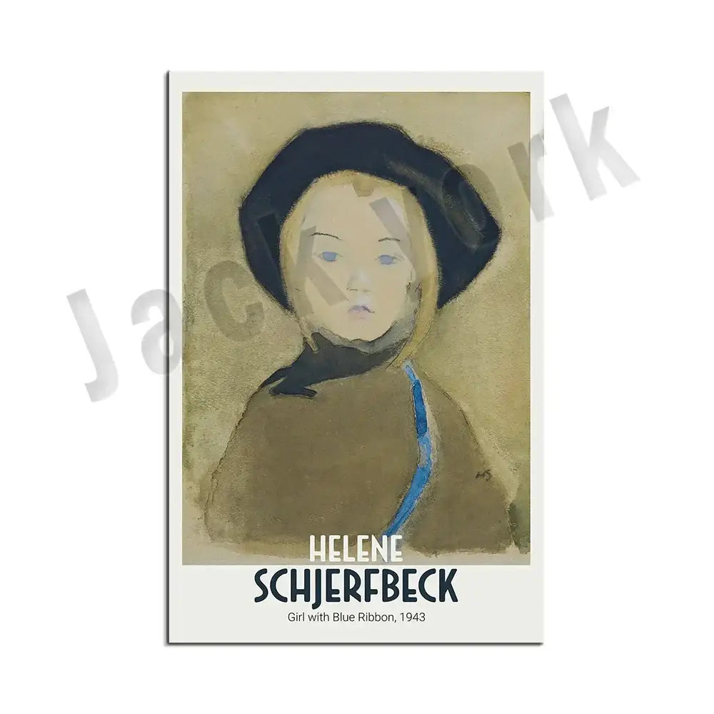A framed art print from decorbites abstract vintage exhibition featuring a stylized girl in black hat and brown coat
