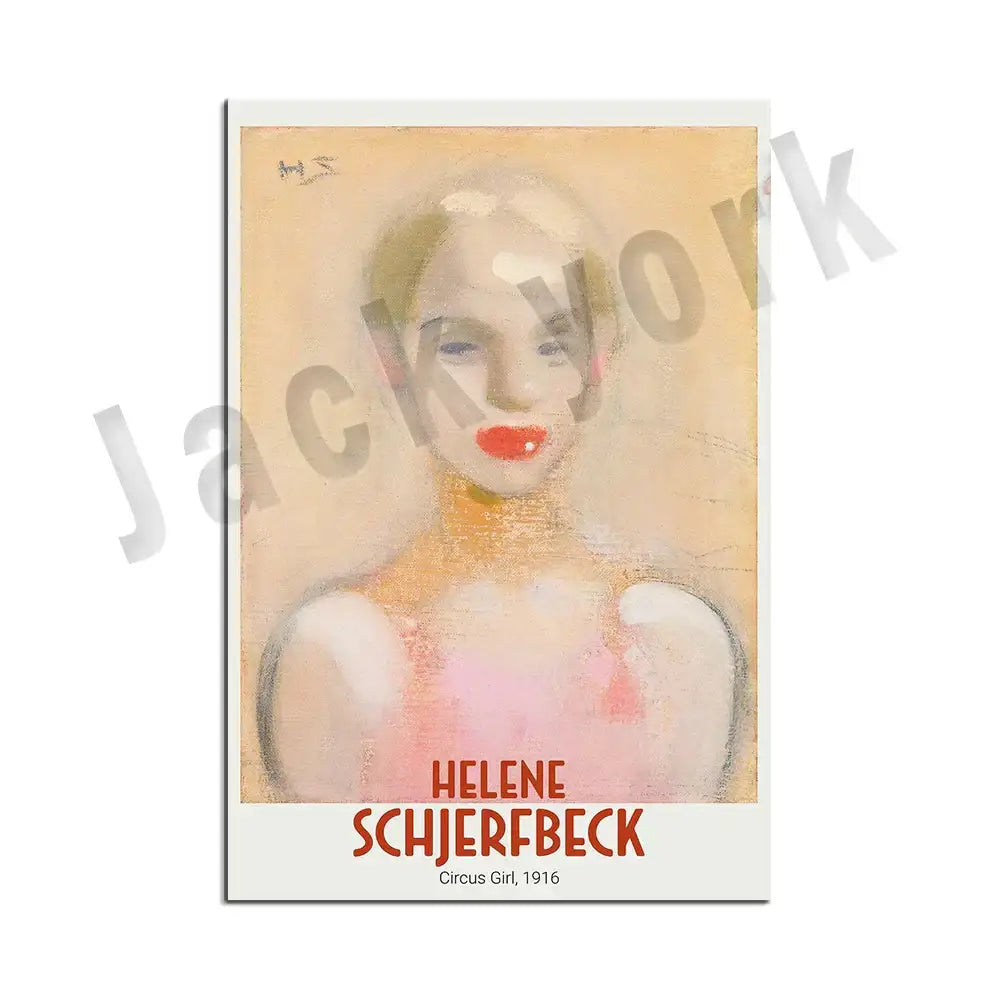 Abstract vintage exhibition framed art print featuring a stylized woman with bold red lips on an ochre background for decorbites abstract vintage decor