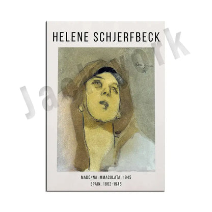 A framed decorbites abstract vintage watercolor art print of a woman in earthy tones vintage exhibition poster