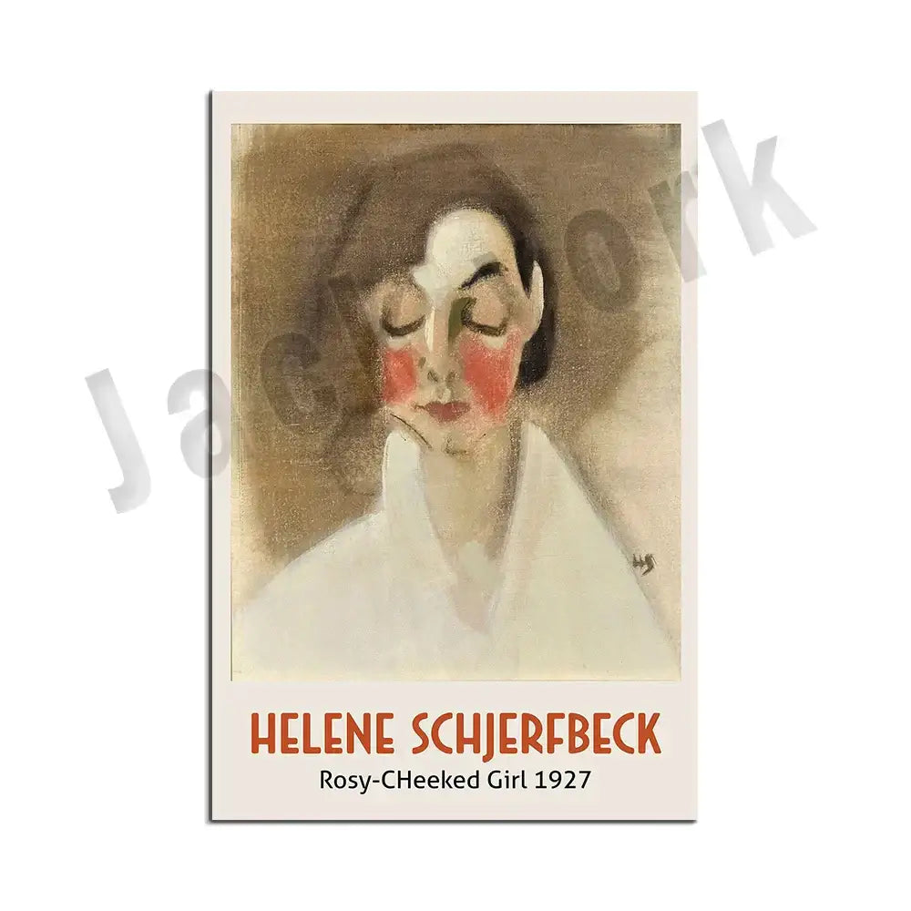 Art print featuring a stylized woman with rosy cheeks in soft earth tones on textured paper for decorbites abstract vintage