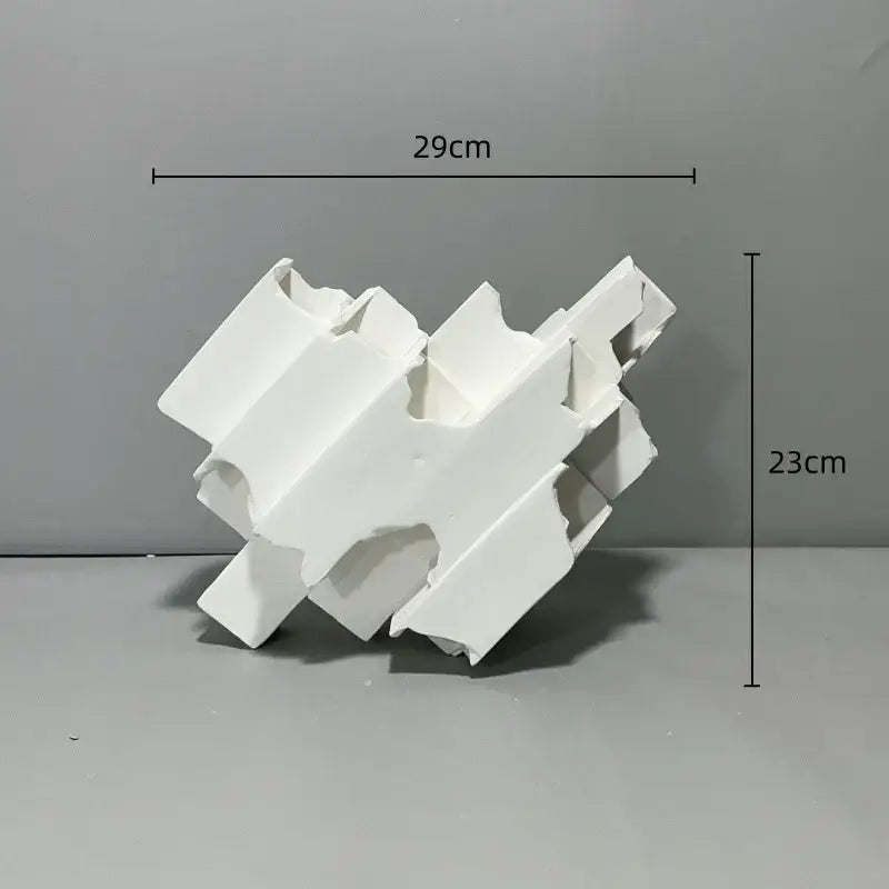 Abstract white decorbites geometric ceramics flower vase with angular interlocking forms for living room decorbites geometric ceramics