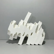 Abstract white decorbites geometric ceramics flower vase with jagged layered forms for modern ceramics flower arrangement