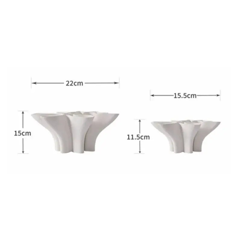 Abstract white geometric fold ceramic vase with fluted petal-like sides and wide open top for living room decorbites geometric fold decor
