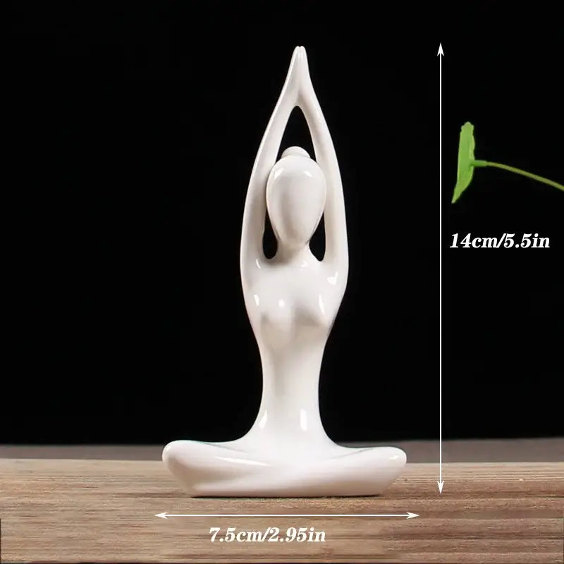 White ceramic abstract yoga figure figurine in yoga pose porcelain decorbites abstract yoga living room sculpture