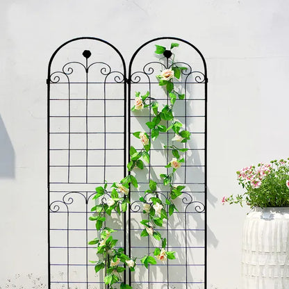 2 Pack Metal Garden Trellis For Climbing Plants Outdoor 86.7'' X 19.7'' Rustproof Plant Support Rose Trellis Netting Trellis Black