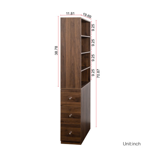 Wooden Storage Cabinet Modern Tall Bookshelf Living Room