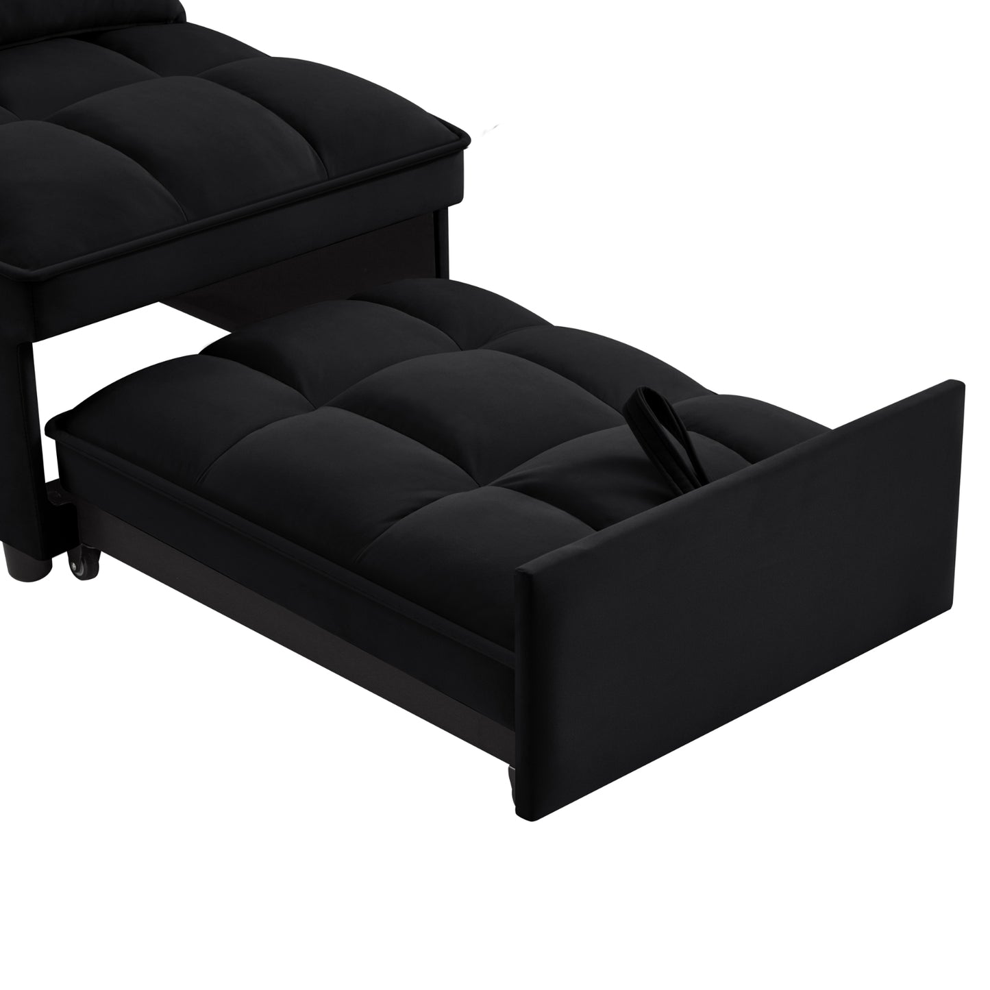 4 In1 Multi-Function Single Sofa Bed With Storage Pockets,Tufted Single Pull-out Sofa Bed With Adjus