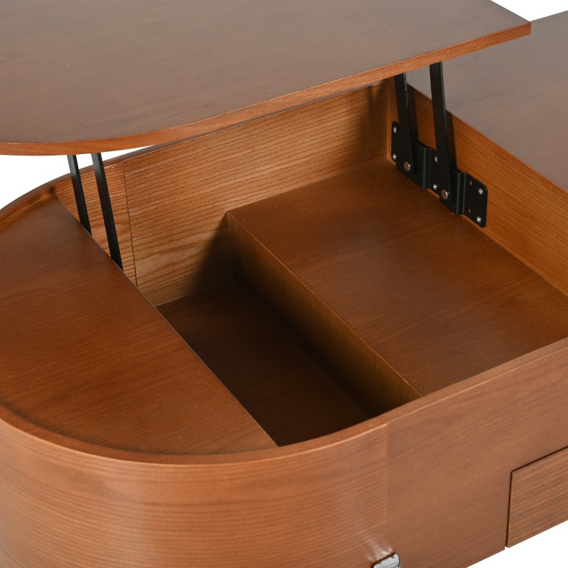 Mesa de café elevable de 47,2 pulgadas con bandeja giratoria de 360 grados con patrón de mármol, tablero ovalado elevable moderno, plataforma prohibida Temu