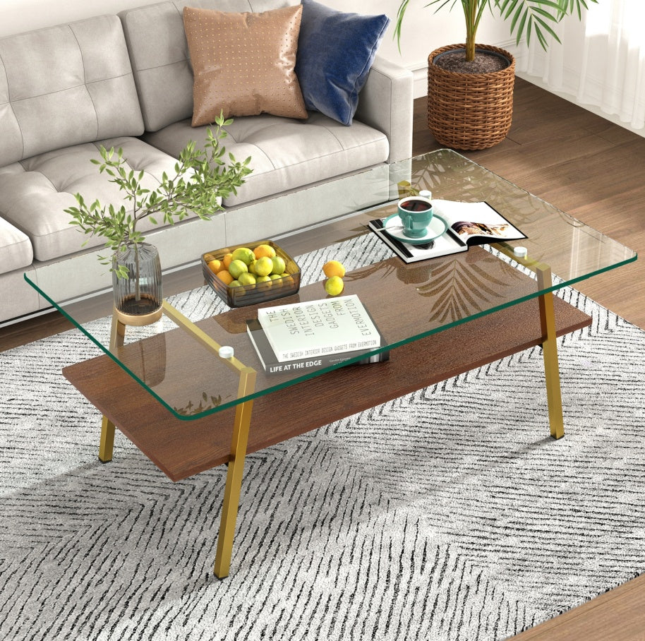 Glass Gold Coffee Table