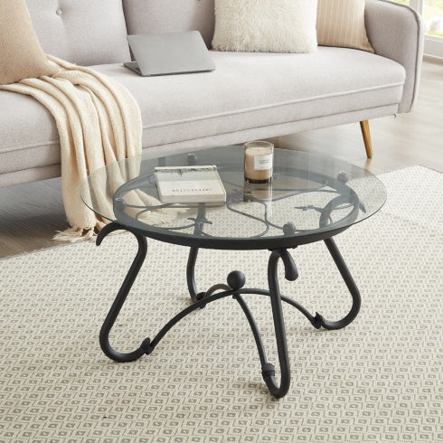 Black Glass Coffee Table Set