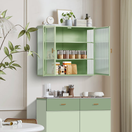 Moderne Doppeltür-Wandablage mit Glastür und drei Ebenen Stauraum für Eingangsbereich, Wohnzimmer, Badezimmer, Esszimmer, Minzgrün Nicht verfügbar Plattformen- Temu