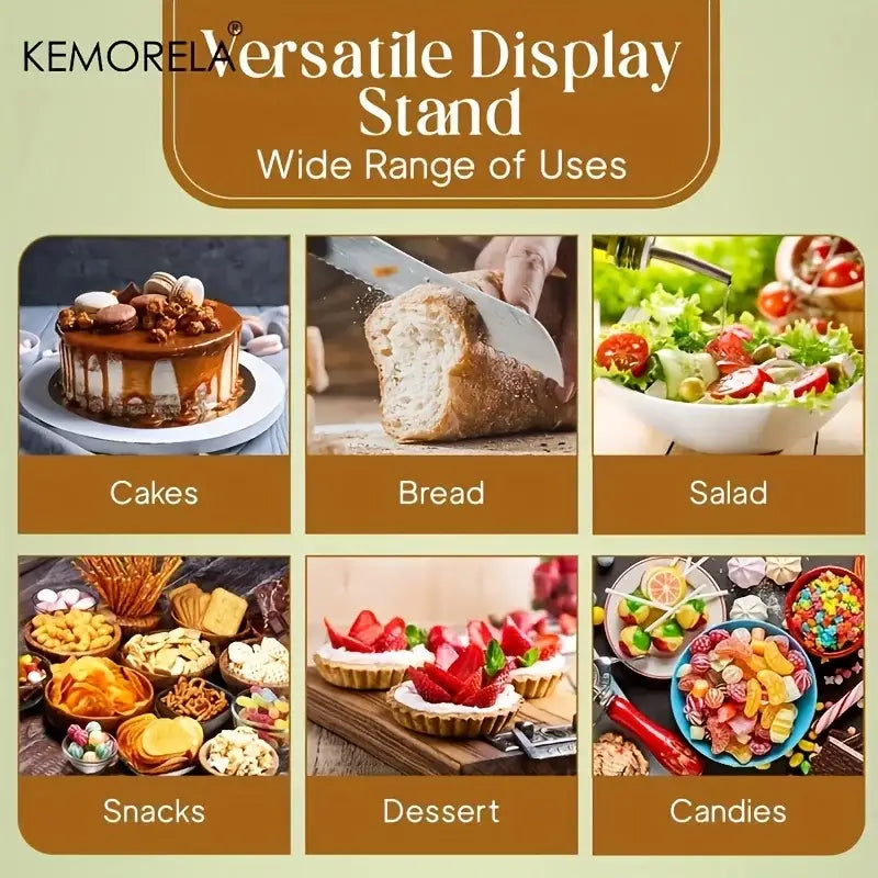 Kemorela versatile acacia wood cake stand with glass dome for displaying cakes breads salads snacks and desserts
