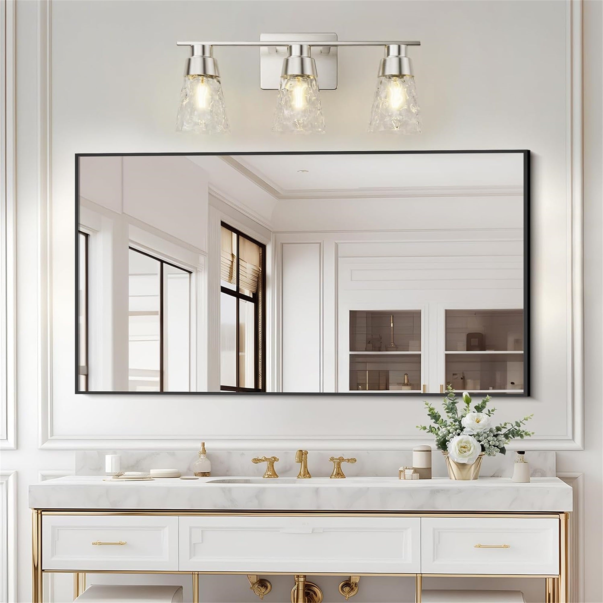 Nickel Hammered Glass Sconce