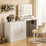 White Makeup Vanity Desk With Mirror Storage Bedroom