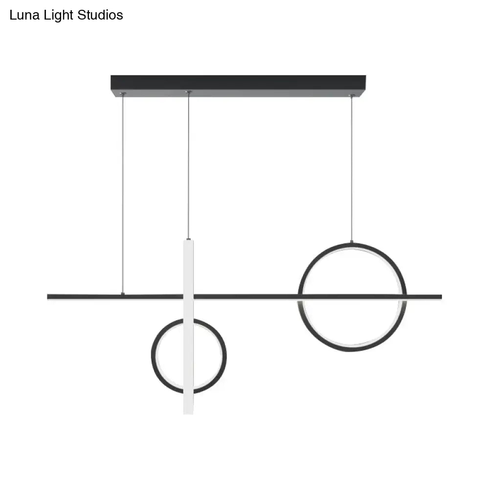 Modern black acrylic nordic pendant lighting with circular rings and led light type for island use by DecorBites