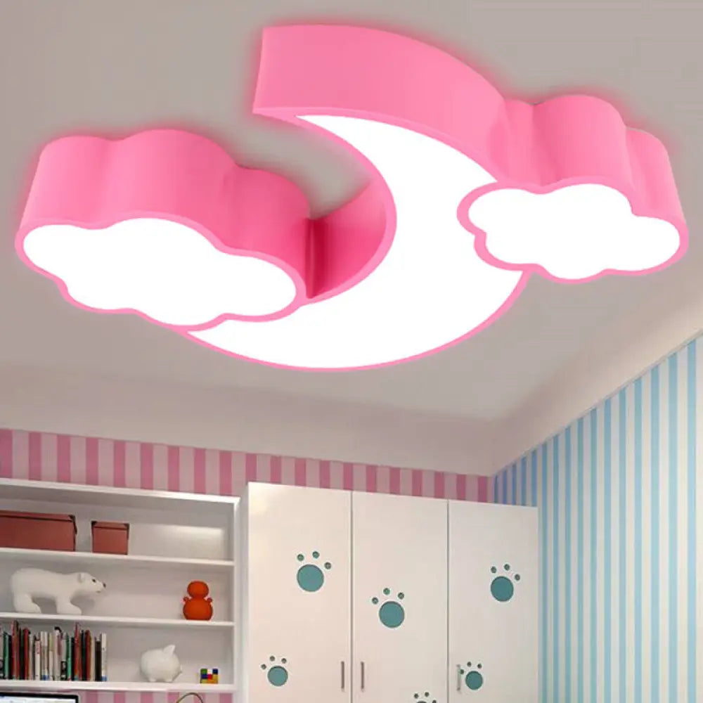 Lámpara de techo DecorBites™ con forma de nube y luna acrílica para habitación infantil o de lactancia.
