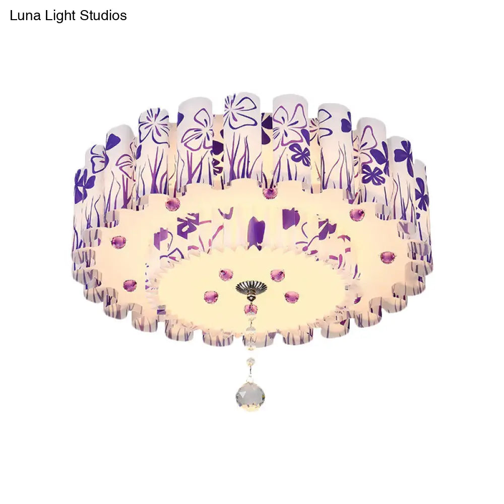 DecorBites™ DecorBites™ Acrylic Dual-Layered Flushmount Countryside LED Ceiling Lamp for Restaurants with Crystal Ball - Pink/Purple