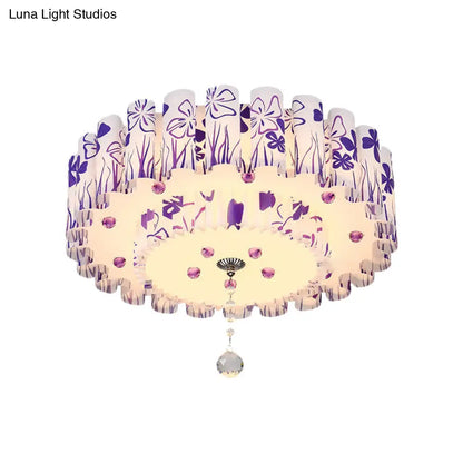 DecorBites™ DecorBites™ Acrylic Dual-Layered Flushmount Countryside LED Ceiling Lamp for Restaurants with Crystal Ball - Pink/Purple