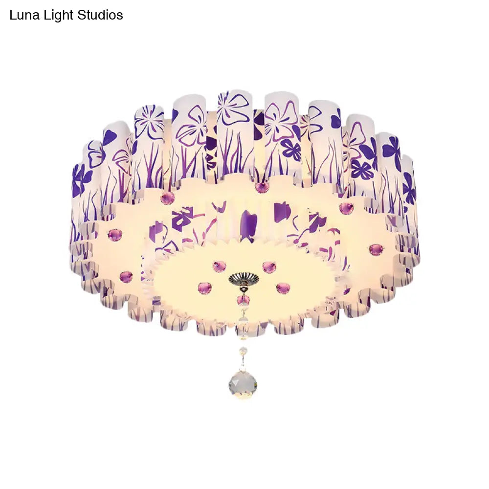 DecorBites™ DecorBites™ Acrylic Dual-Layered Flushmount Countryside LED Ceiling Lamp for Restaurants with Crystal Ball - Pink/Purple