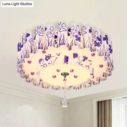DecorBites™ DecorBites™ Acrylic Dual-Layered Flushmount Countryside LED Ceiling Lamp for Restaurants with Crystal Ball - Pink/Purple
