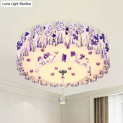 DecorBites™ DecorBites™ Acrylic Dual-Layered Flushmount Countryside LED Ceiling Lamp for Restaurants with Crystal Ball - Pink/Purple