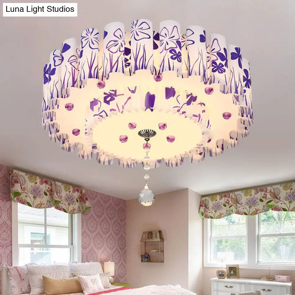 DecorBites™ DecorBites™ Acrylic Dual-Layered Flushmount Countryside LED Ceiling Lamp for Restaurants with Crystal Ball - Pink/Purple