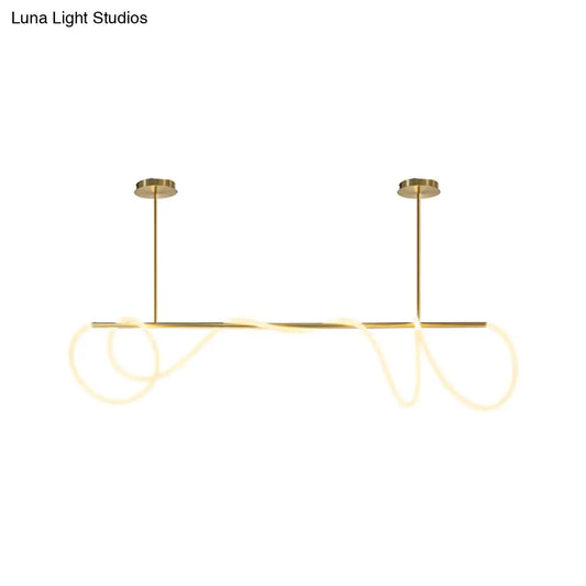 DecorBites™ Acrylic Flex Tube Suspension Light: Minimalist LED Island Lamp in Gold with Linear Arm - Warm/White/Natural Light