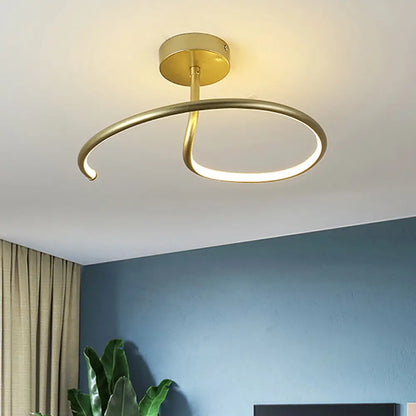 Lámpara de techo LED empotrada DecorBites™ con acabado dorado acrílico - Curl Semi Mount Simplicity - 16"/19.5" de ancho