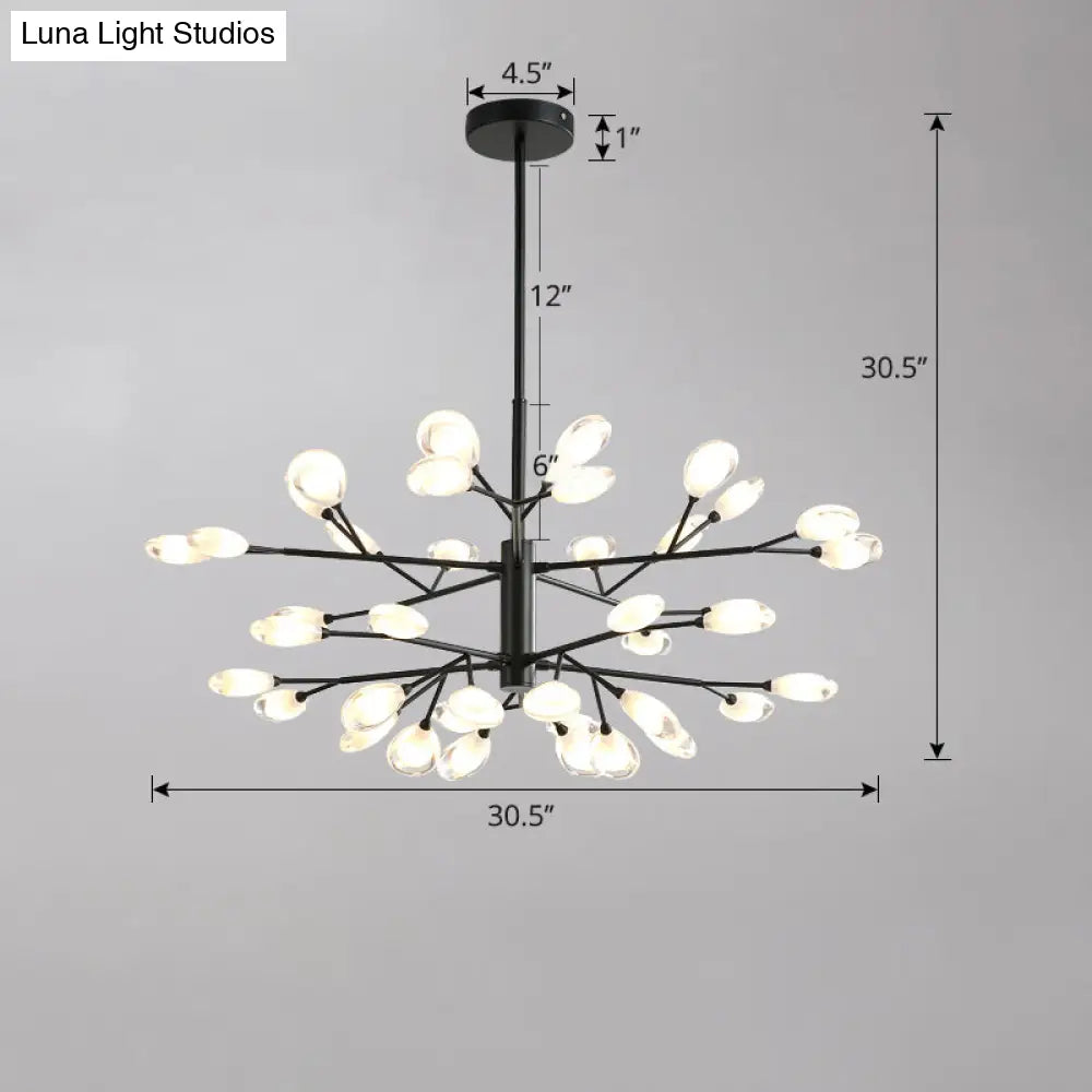 Lámpara colgante de araña LED acrílica - Diseño minimalista de rama de árbol para sala de estar