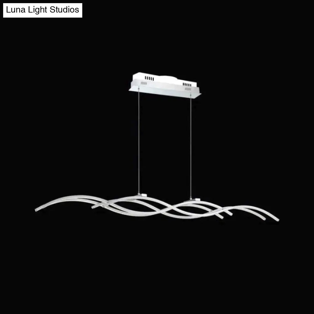 ديكوربايتس™ مصباح معلق LED أكريليك على شكل جزيرة باللون الأبيض الدافئ - تركيبات فضية متموجة