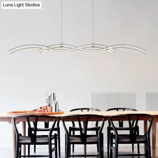 DecorBites™ Acrylic LED Island Pendant Light in Warm/White - Silver Wave Suspended Fixture