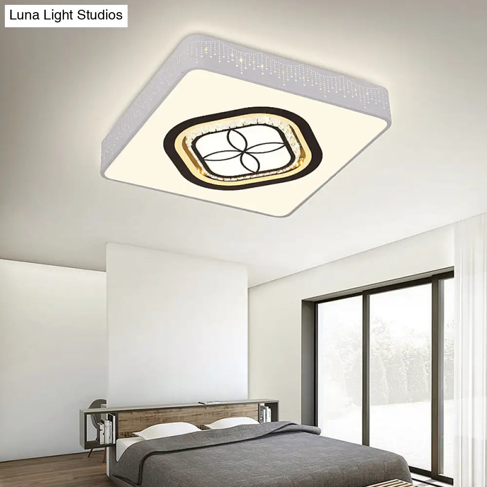 ديكوربايتس™ مصباح سقف LED مربع من الأكريليك بنقوش كريستالية لغرفة النوم